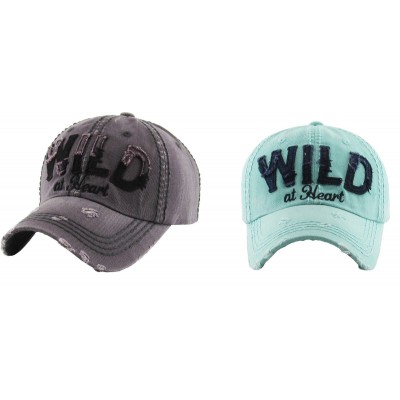 "WILD AT HEART" HIPPY DISTRESSED LADIES CAP HAT GRAY BLACK OR MINT NAVY BLUE  eb-51385315